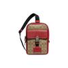 COACH Track 18 Classic Presbyopia Zipper Closure Canvas and Calfskin Crossbody Bag Small Men's Brown and Red