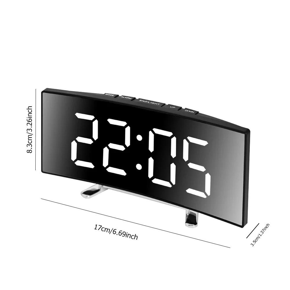 Цифровой будильник с проектором, большим зеркальным экраном, настольные часы с FM-радио для студентов, офисные электронные настольные часы