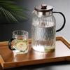 Japanese Style Glass Cold Water Kettle Wooden Cover Bark Pattern Glass Juice Drink Kettle Set Large Capacity Cooling Boiled Water Kettle