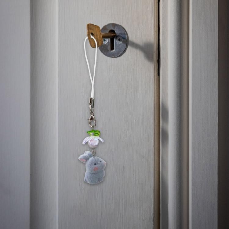 Sweet Flocking Rabbit Mobile Accessory Soft Rabbit Phone Chain Phone Decoration For Commuting And Shopping Adventures