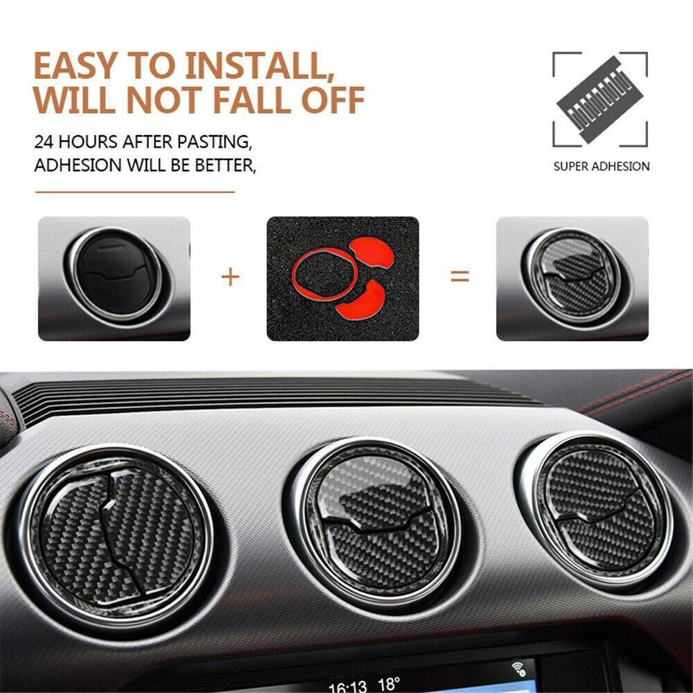 Накладка на внутреннюю вентиляционную решетку из настоящего углеродного волокна для Ford Mustang 2015-2020 гг.