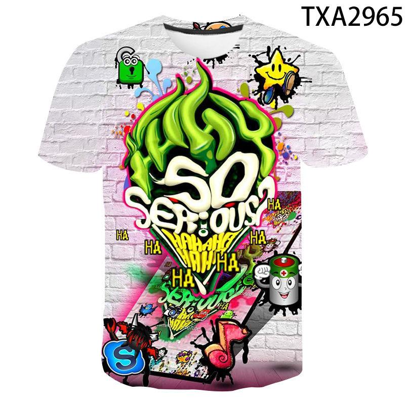 Футболки аниме гранж граффити 3D принт летняя футболка мода дети повседневный мальчики девочки кавайные мультфильмы круглый вырез футболка топы