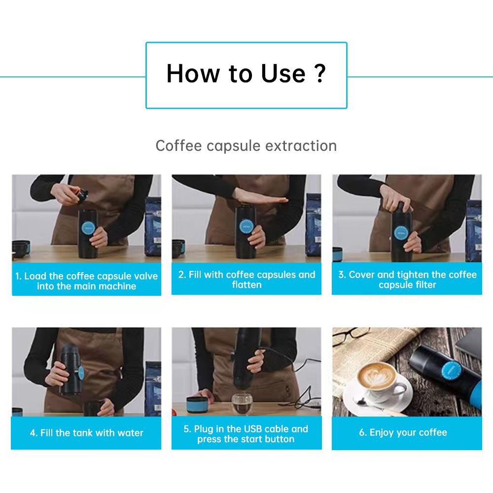 Портативная электрическая кофемашина эспрессо с беспроводным подогревом, мини-кофеварка с двумя порциями