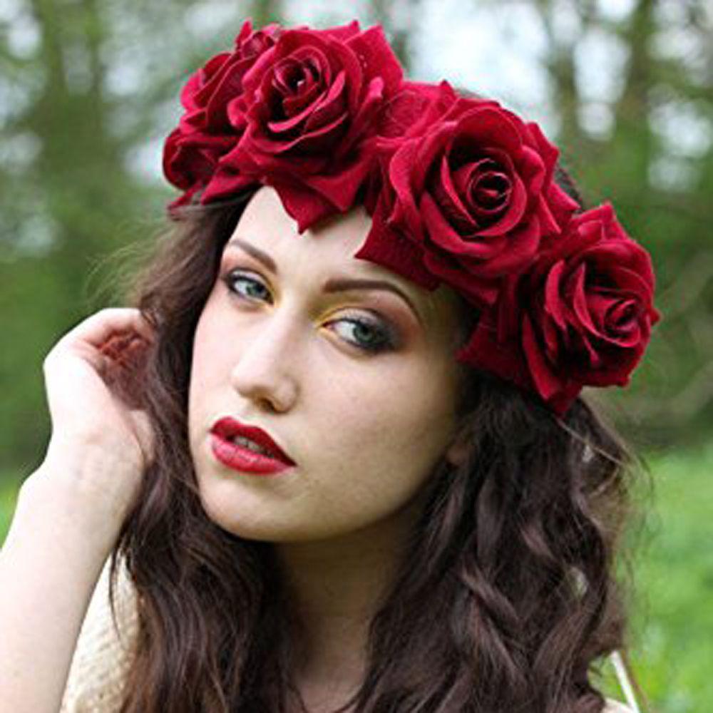 Hair Accessories Hair Wreaths Wedding Headwear Floral Crown Rose Flower Headbands Hair Garland