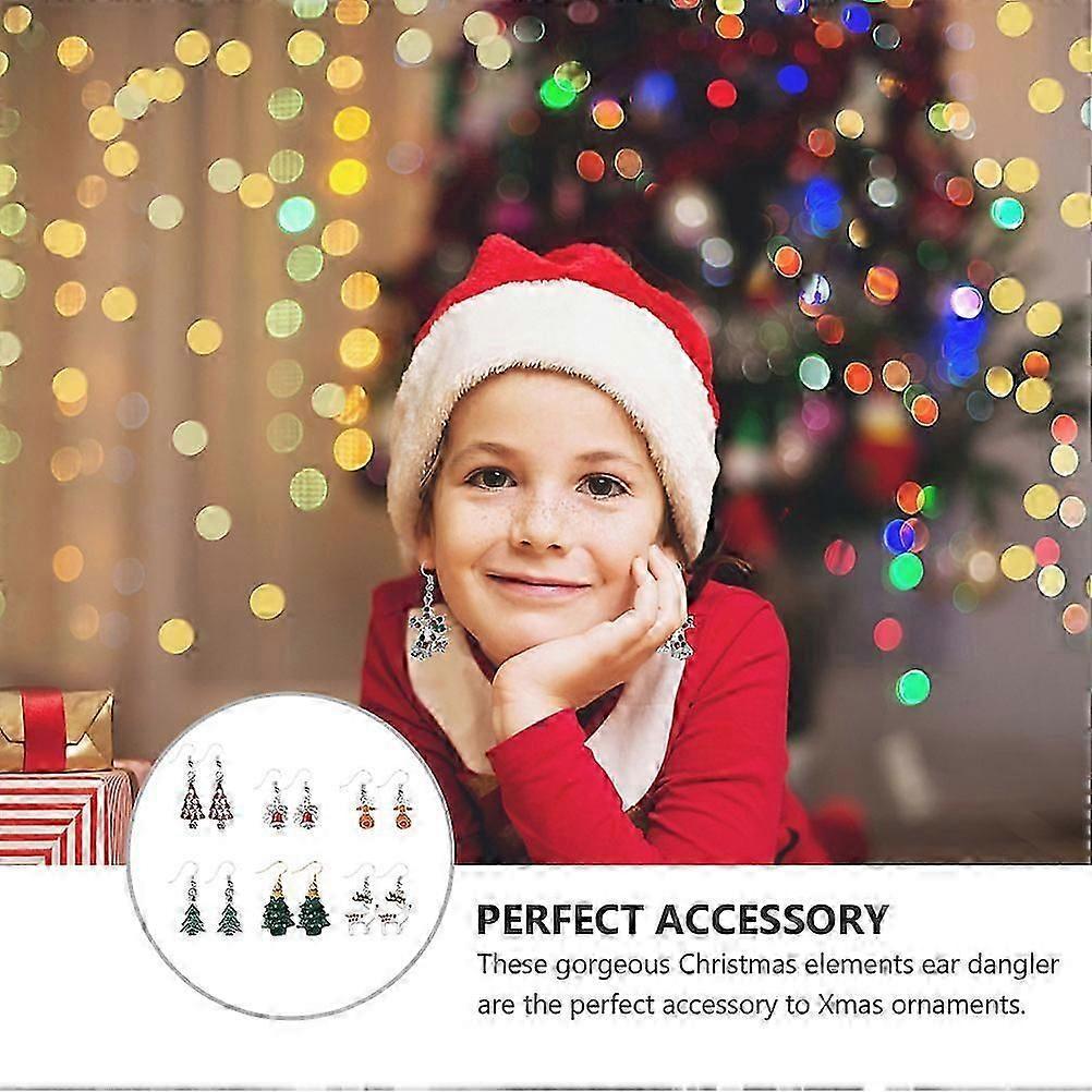 6 Pairs Xmas Earrings Christmas Theme Eardrops Ear Pendant (Random Style)
