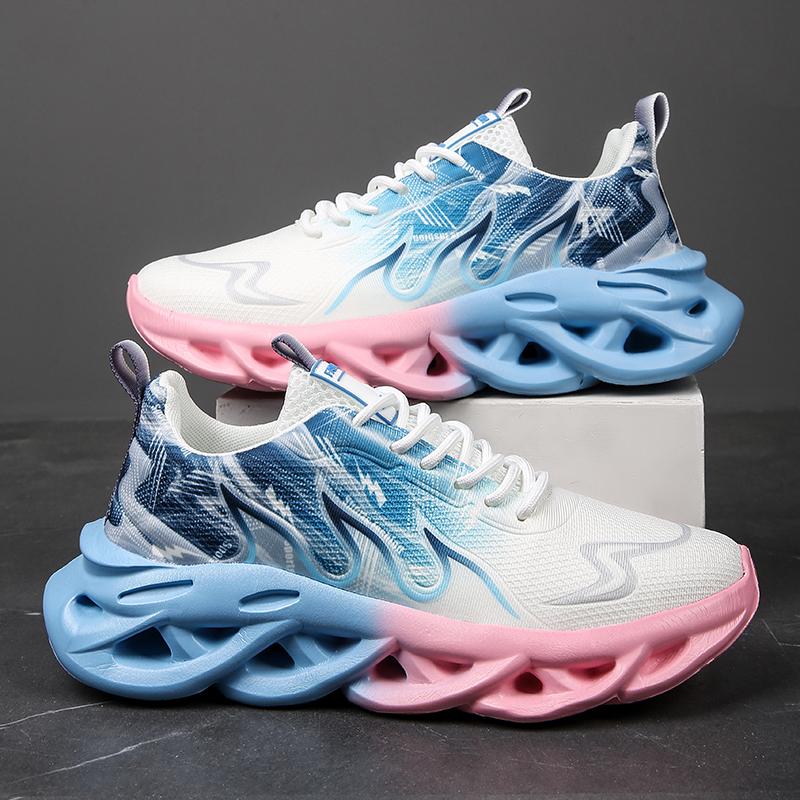 New Unisex Running Shoes Men Women Lightweight Mesh Breathable Plush Comfort Flat Soft Tennis Shoes Summertime Lace-Up Athletic Shoes Man