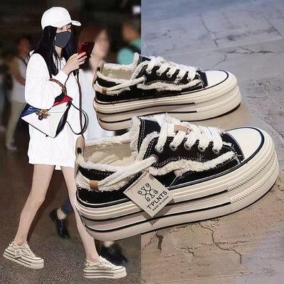 Холщовые туфли женские новые туфли на платформе маффин тонкие дышащие повседневные женские туфли