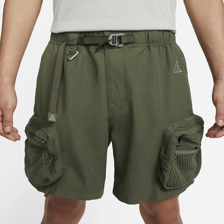 Nike Solid Color Logo Outdoor Hiking Cargo Shorts Men Bottoms Khaki-Green DN3946-222