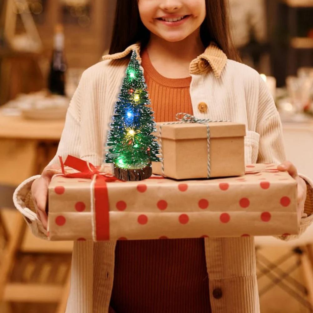 20/30cm Mini Small Pine Needle Tree Warming Light Led Light Christmas Tree Family Gathering Table Decoration DIY Crafts