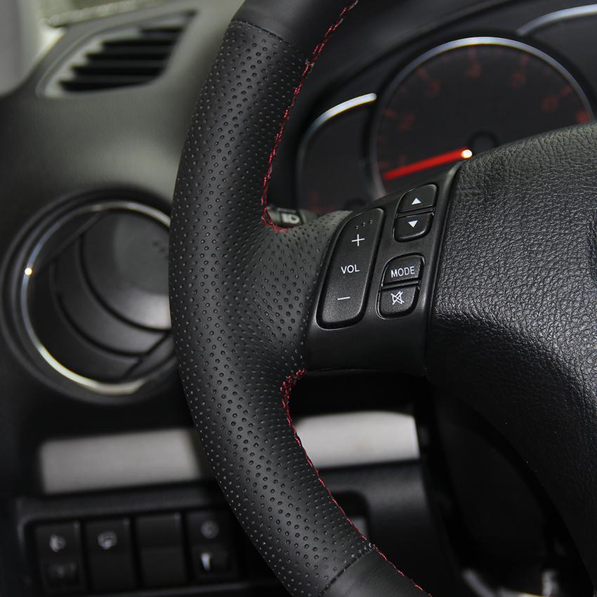 Черный Нескользящий чехол на руль автомобиля из искусственной кожи для ручного шитья для Mazda 3 Axela 2004-2009 Mazda 5 MPV 6 Atenza 2003-2010