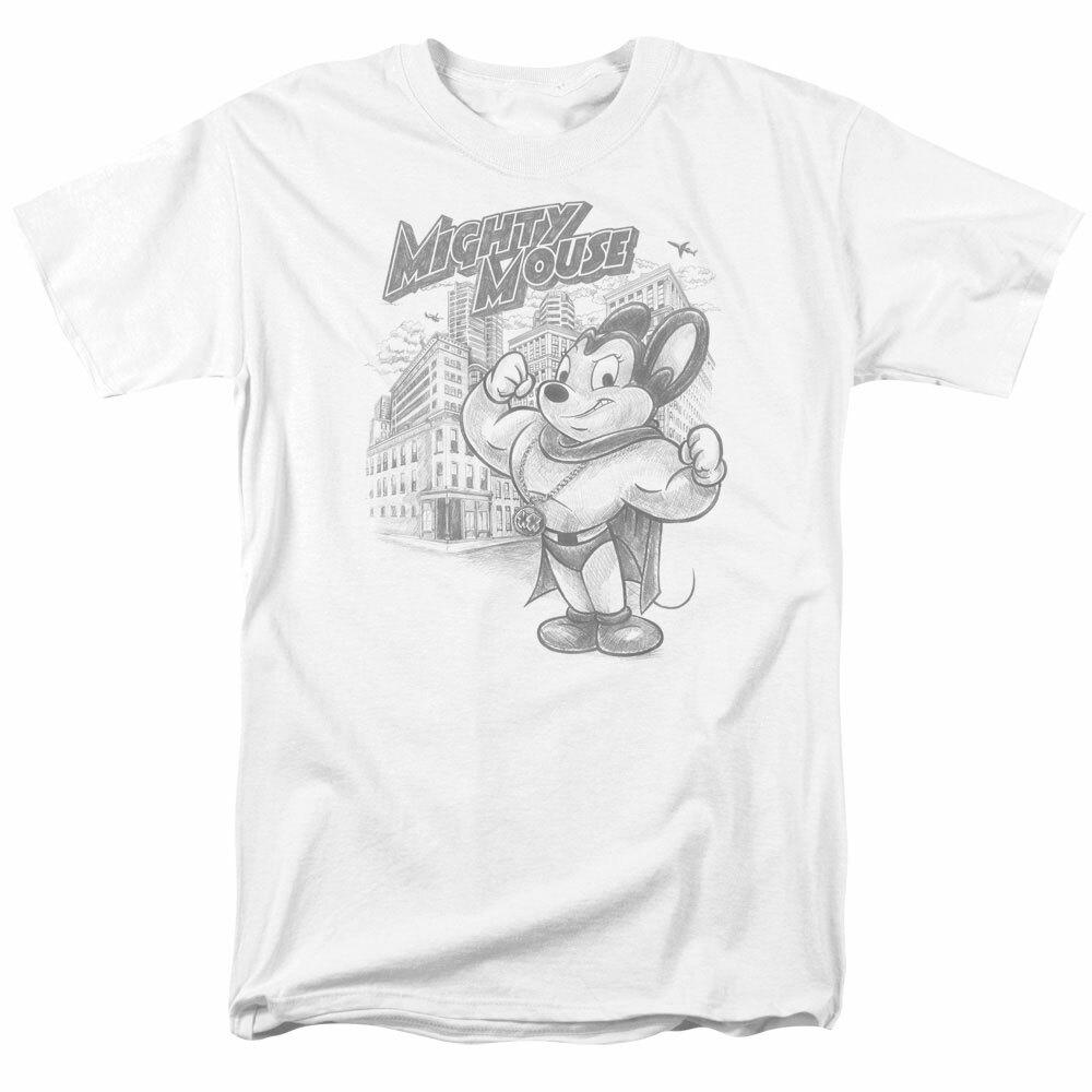 26 Mighty Mouse Protect and Serve T Shirt Mens Licensed Cartoon Merchandise White Unisex T-Shirt