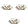 Set of 3 NB Leaf Coffee Cups and Saucers X 9 X Fuse Ware Cups and Saucers by Setomonohonpo [11.5 5.5 Cm, 200cc]