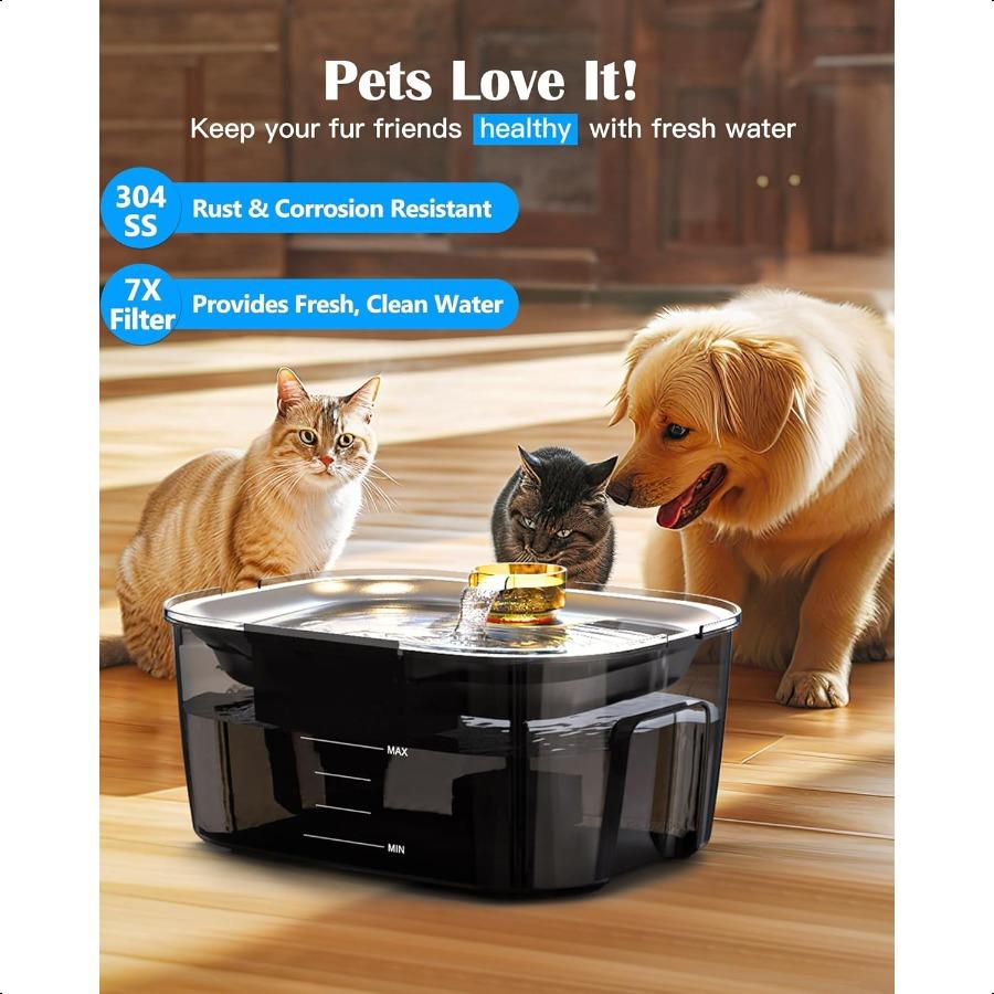 Фонтан для воды для собак из нержавеющей стали 2,6 галлона 10 л Фонтан для воды для домашних животных Фонтан для воды для кошек Миска для воды для собак Диспенсер для больших собак Му