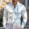 Spring and Autumn Men's Blue and White Porcelain Printed Men's Shirt