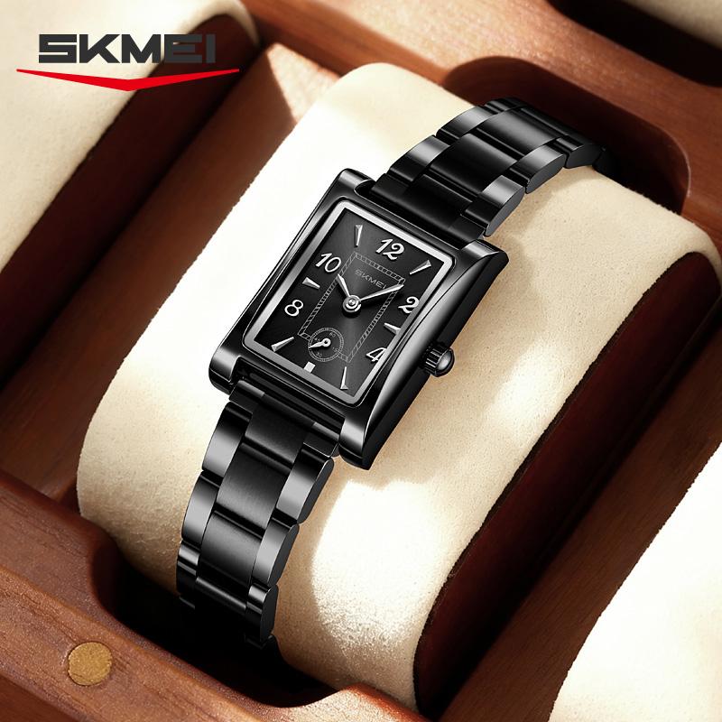 Skmei 2570 Элегантные Модные Женские Кварцевые Часы Костюмные Нержавеющая Сталь Ремешок Водонепроницаемые Прямоугольные В Наличии Повседневные Часы Набор