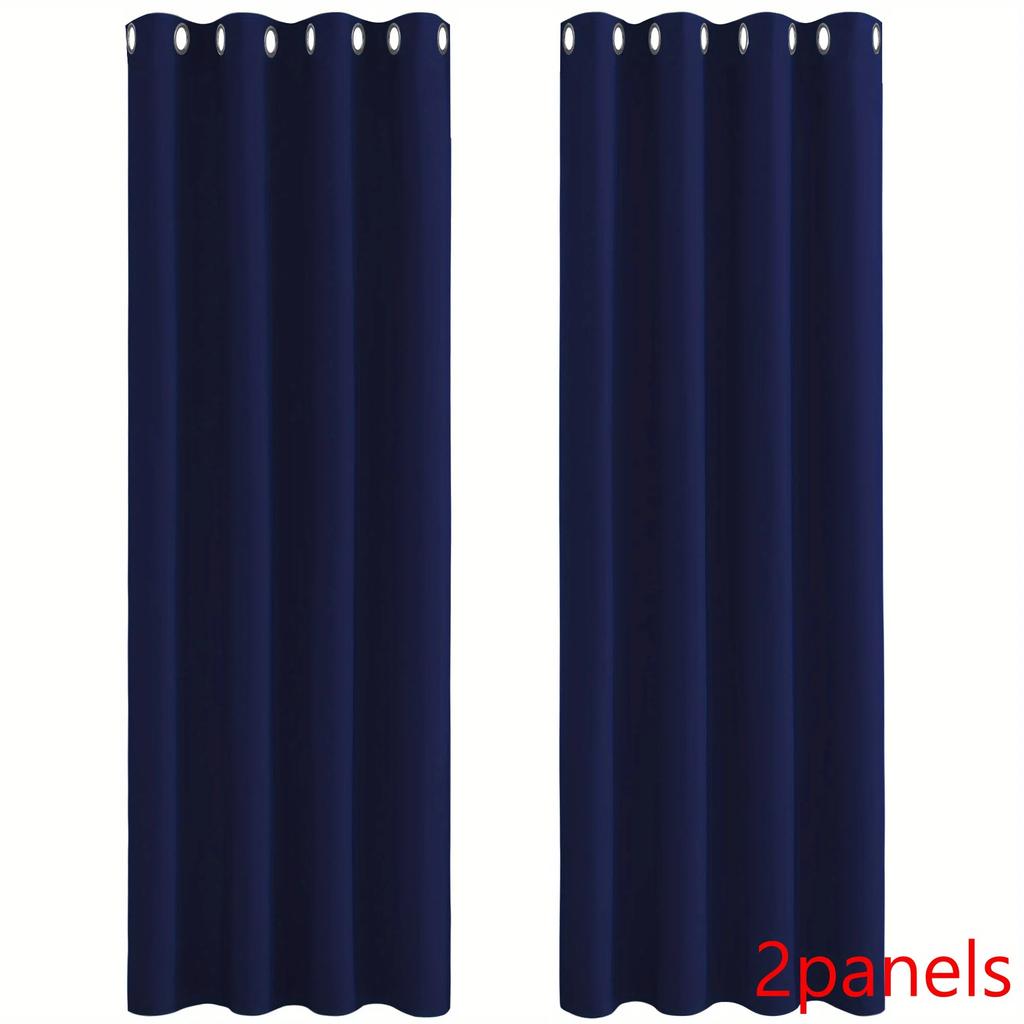 Grommet Solid Blackout Curtains for Bedroom and Living Room Window Drapes Thermal Insulated Room Darkening Curtains