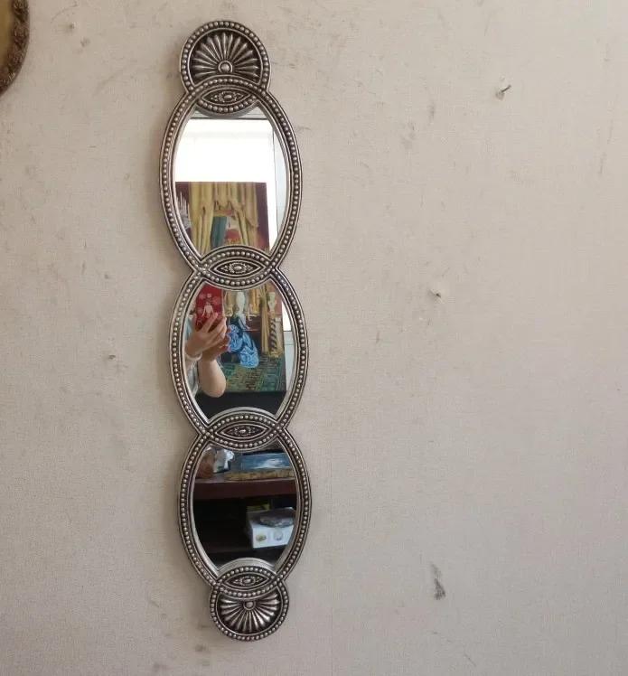 Зеркало для ванной в европейском стиле, прихожая, гостиная, ретро, серебряное, декоративное, настенное