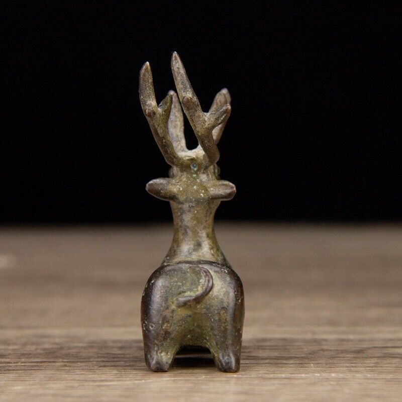 6 Cm Chinese Bronze Deer Statue Old Brass Animal Deer Sculpture