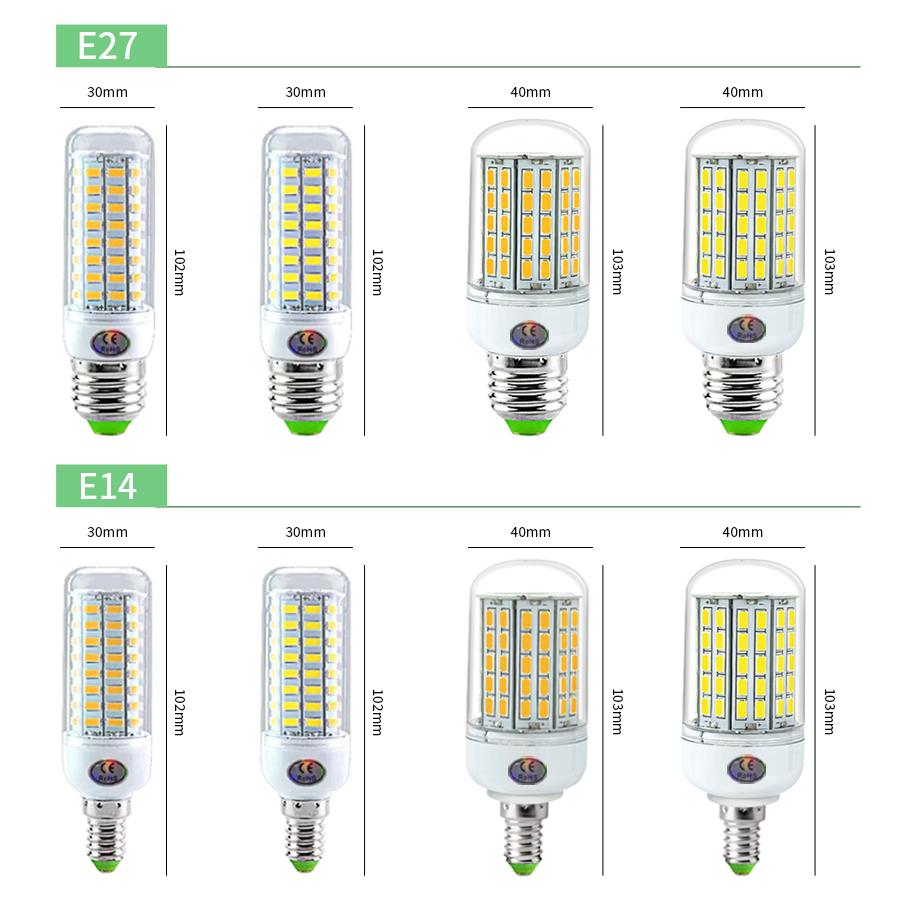 E27 LED Light Bulb E14 Corn Bulb Lamp Ceiling Chandeliers Lampada LED Lights 72 96 LEDs No Flicker AC220V 240V 5730 SMD Bombilla