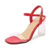 Women's High Heel Sandals Square Toe Crystal Heel Women's Shoes