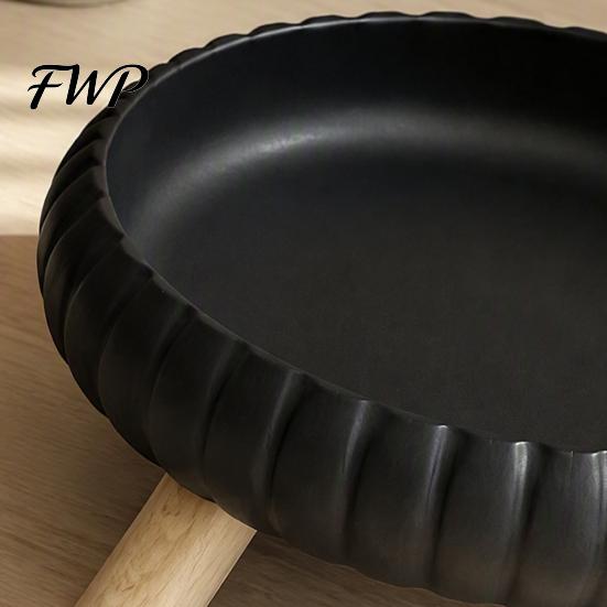 Biodegradable Storage Plate Round Tray with Wavy Edge And Three Legged Support, Minimalist Modern Home Decor Jewelry Tray, Multipurpose Desktop