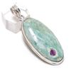 Ruby Fuchsite Gemstone 925 Sterling Silver Jewelry Pendant 2.29"