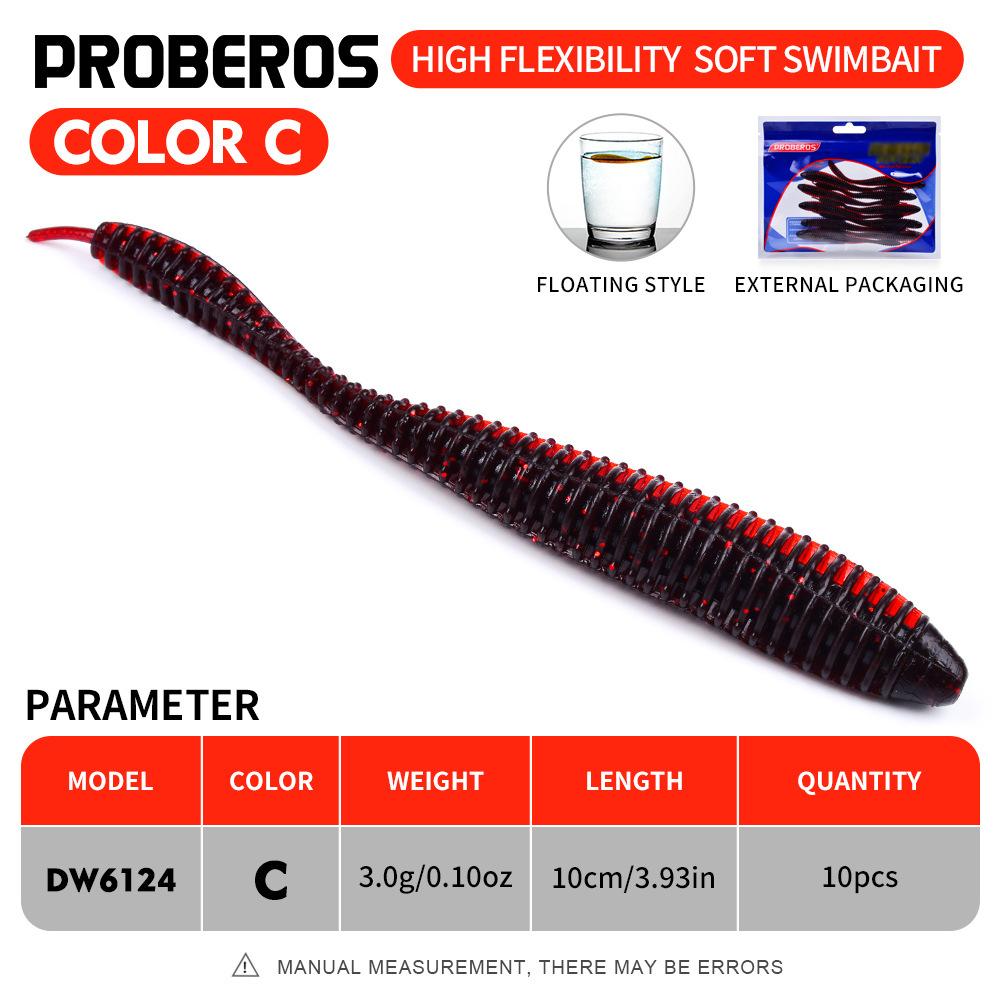 10PC Fishing Soft Bait, Needle Tail Thread Road Bait, Inverted Fishing Bait, Floating Water Soft Insect Biomimetic False Bait