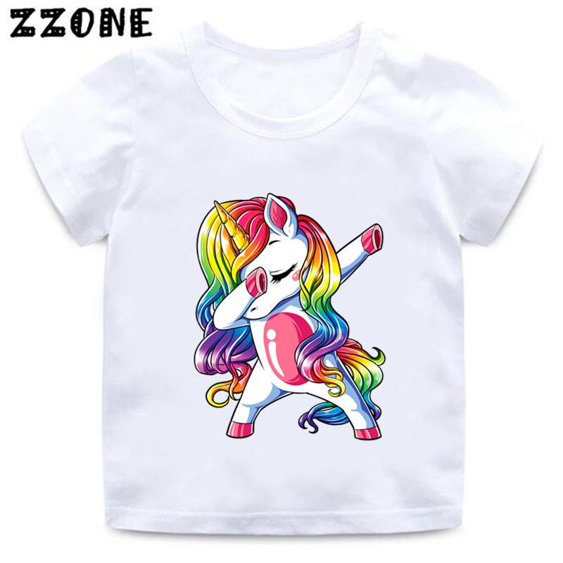Cute Rainbow Unicorn Mermaid Print Cartoon Kids TShirts Girls Clothes Baby Boys Short Sleeve T shirt Summer Children Tops