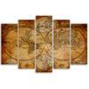 Five piece picture canvas print Old World Map