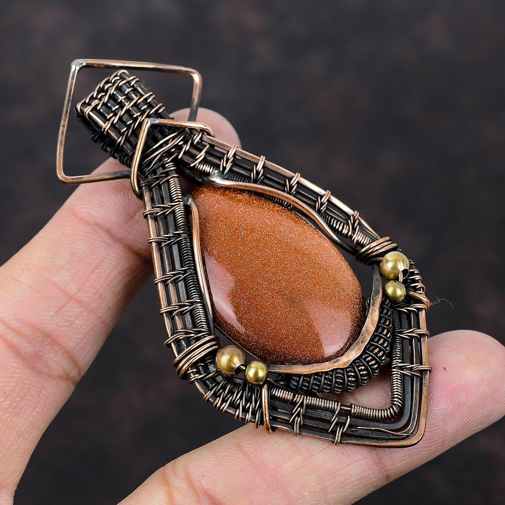 Подвеска Солнце Ситара Подвеска, обернутая медной проволокой Ювелирные изделия из натуральных драгоценных камней Подвеска ручной работы Замечательные медные украшения Подвеска в стиле бохо Подарок для нее