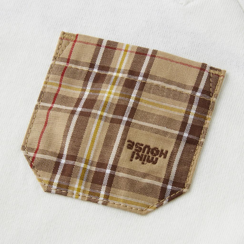 MIKI HOUSE Short Sleeve Made in White T-Shirt, Logo, Plain, Check, Simple, Japan, Boys, Girls, Baby, Kids, Children's Clothing, 10-5255-682, 110cm,