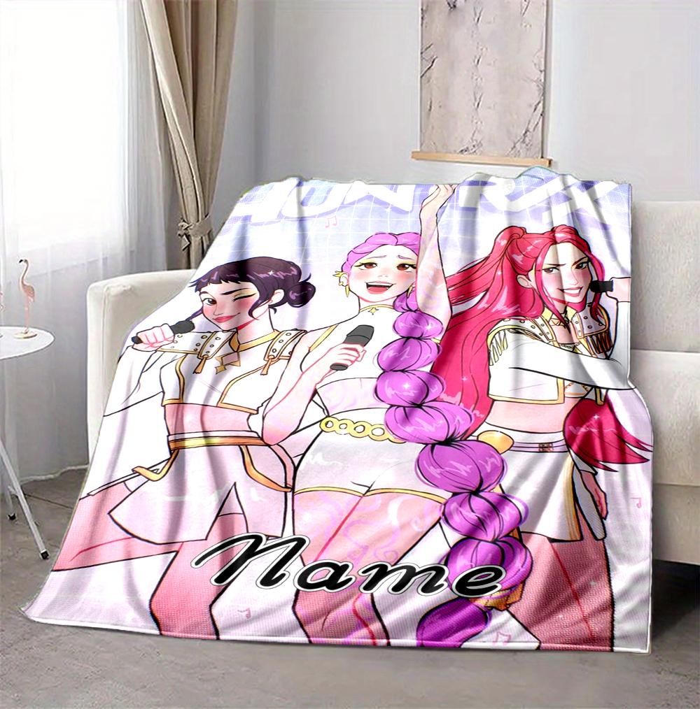 Custom Name K-Pop Hunters Flannel Blanket Throw Blanket Soft Warm Sofa Bed home Decor Unique Gift