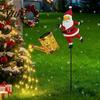 Decorative Flower Bed Stakes Christmas Solar Santa Kettle Light, Solar-Powered Claus Watering Can Stake Lamp Outdoor Fairy Lights for Garden with LED