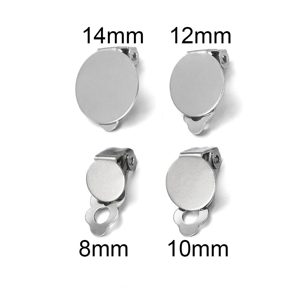 10 шт./лот, пустая основа из нержавеющей стали, стеклянные кабошоны, зажимы для сережек, принадлежности для изготовления ювелирных изделий «сделай сам», аксессуары