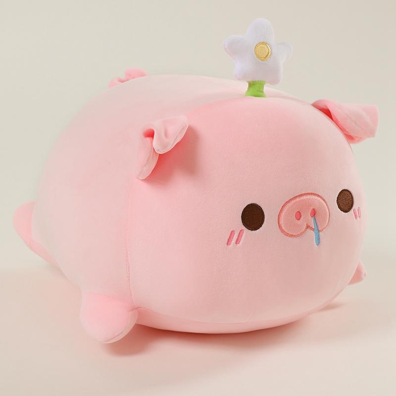 Ultra Soft Pink Pig Stuffed Doll Lying Plush Piggy Toy Animal Soft Plushie Pillow for Kids Baby Comforting Birthday Xmas Gift
