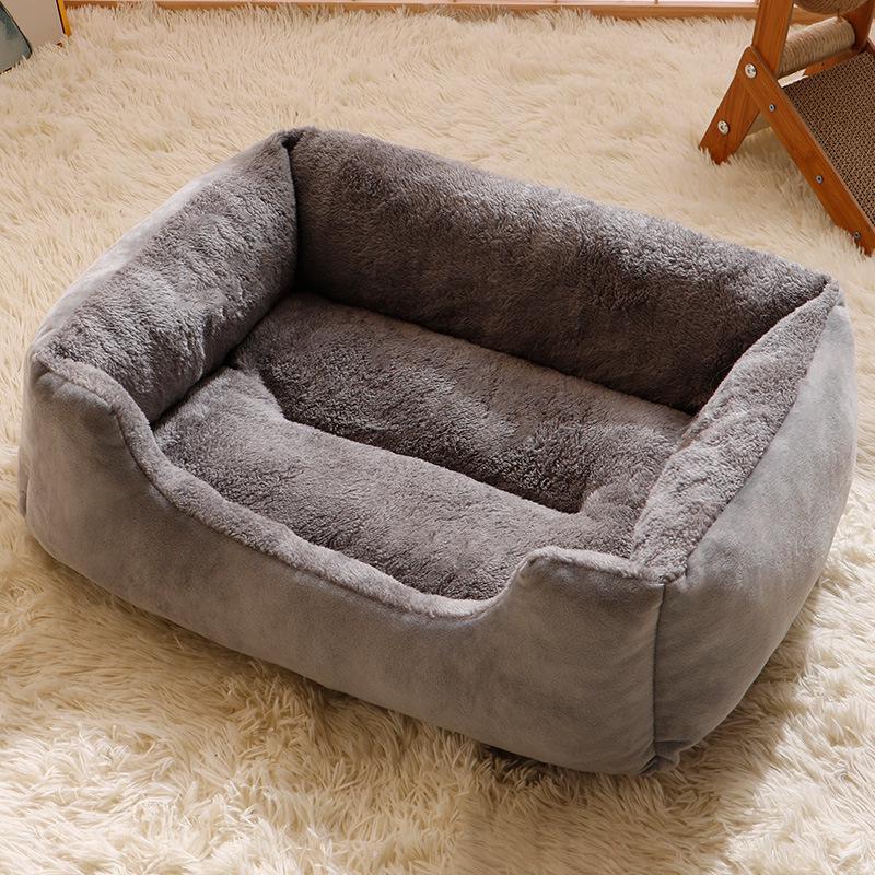 Winter Warm Pet Nest Cozy Square Bed for Small & Medium Dogs - All-Season, Thick, Cold-Proof Mat.