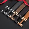 Men's Double-Sided Pure Cowhide Leather Belt with Automatic Buckle - Casual, Fashionable, Versatile for Jeans
