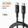 Toocki Светодиодный кабель USB C на Type C для iPhone 15 Pro Samsung 1/2/3/5 шт. TPE 100 Вт Быстрая зарядка USB C Кабель для передачи данных для Oneplus