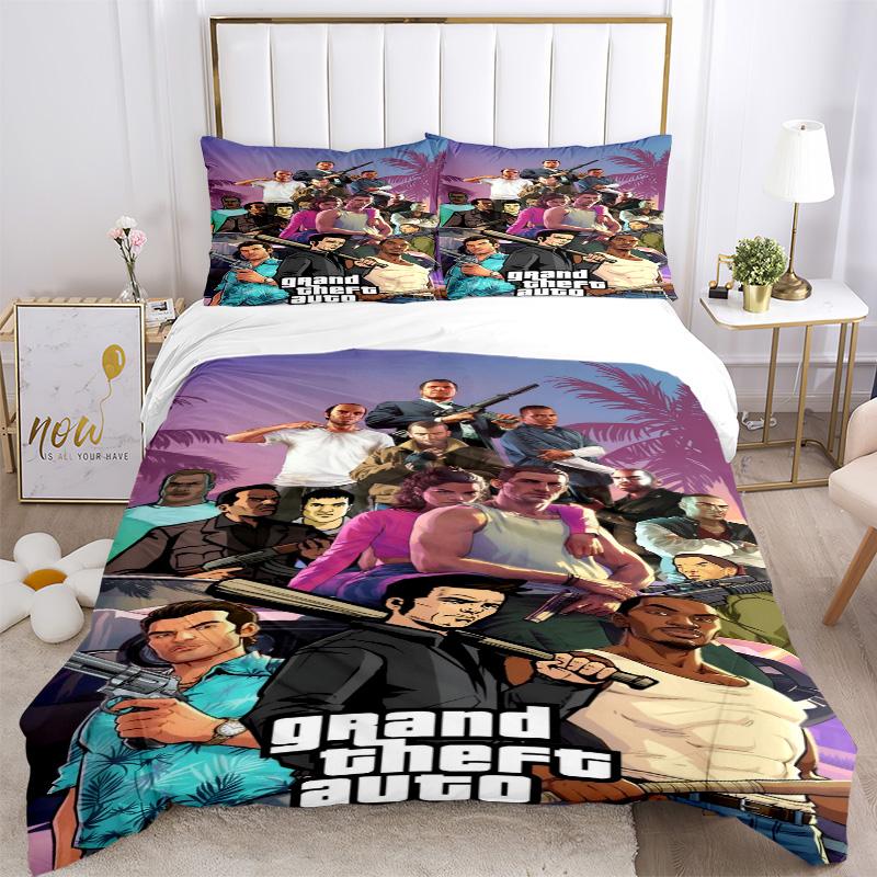 Gta V Bedding 3 Piece Set Hd Print Duvet Cover Pillowcases For Teens Adult Bedroom Decoration Christmas Gift C9211773