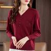 Весенне-осенний новый модный вязаный свитер с V-образным вырезом, женский свободный и облегающий свитер, теплая базовая рубашка, топ для мамы