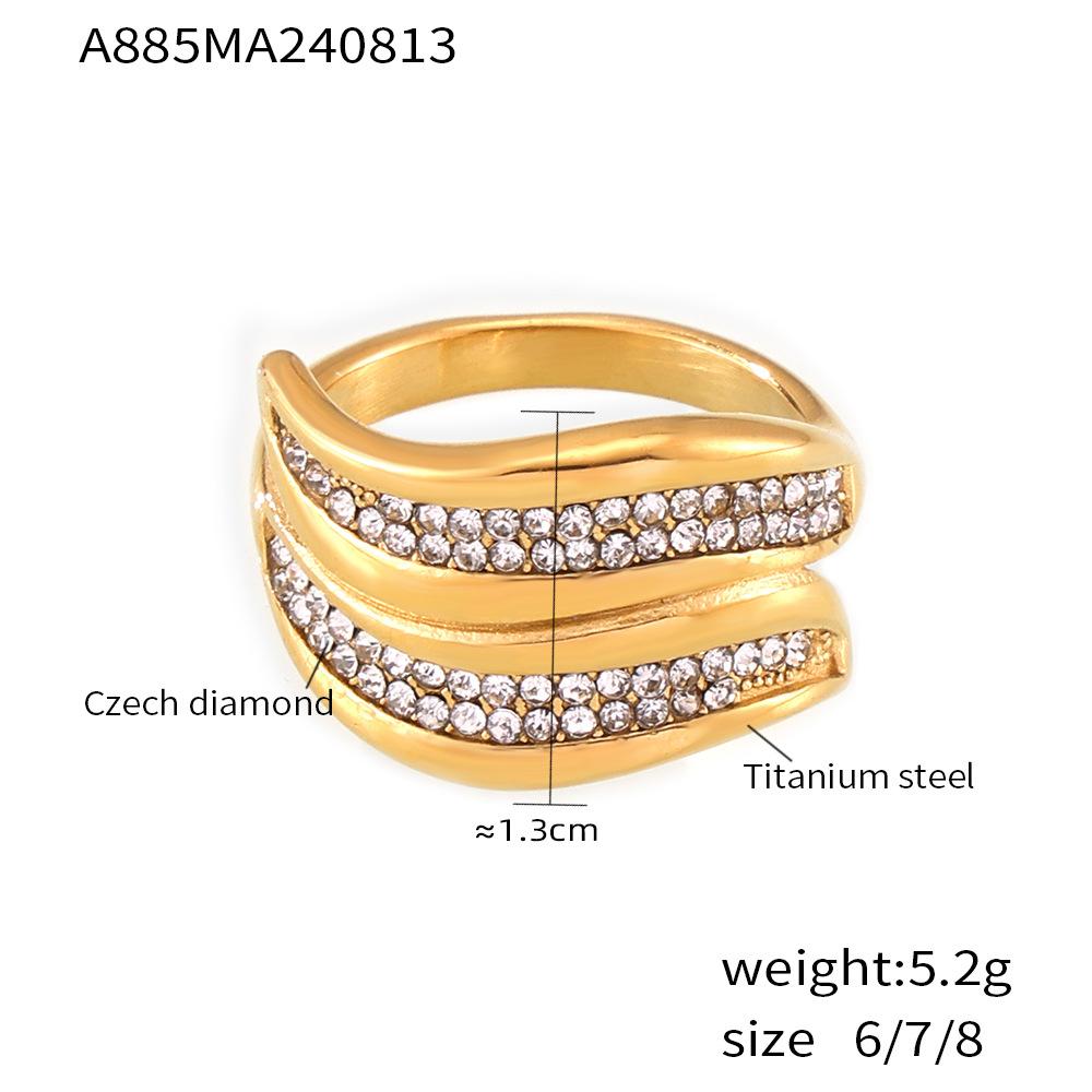 Кольцо с нерегулярными бриллиантами, титановая сталь, покрытая 18-каратным настоящим золотом, ретро-дизайн