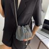 Fashion Women Drawstring Rhinestones Shoulder Bag Luxury Bucket Crossbody Bag