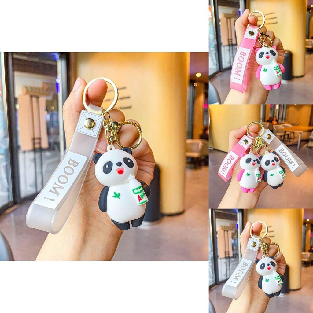 Adorable Panda Keychain Plush Doll Cute Silicone Car Key Ring Bag Charm