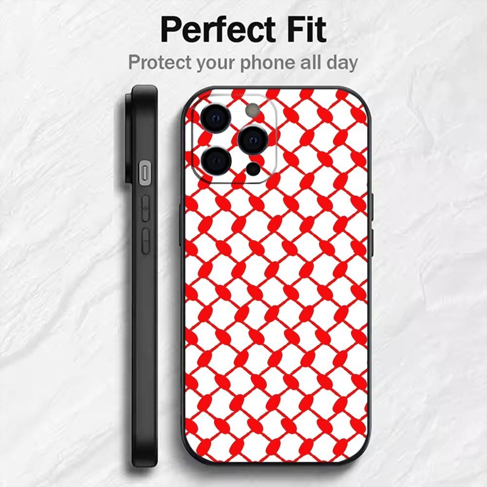 P-Palestinian HattA Head-Band Pattern Phone Case For iPhone17,16,15,14,13,12 Plus,Max Soft Silicone Black Cover