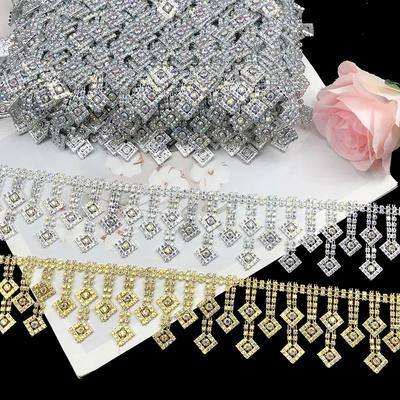 4,5 м Цепочка со стразами Кружево DIY Ручная работа Свадебное платье Украшение Хрустальная бахрома Отделка Одежда Декоративные швейные аксессуары