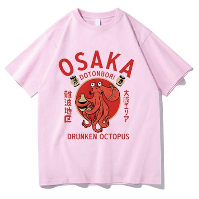 Футболки Osaka Dotonbori Drunken Octopus Японская еда Смешные хлопковые футболки Летние модные женские мужские топы Винтажные эстетические футболки