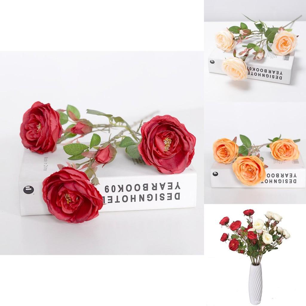 Handmade Silk Rose Six Head Artificial Flower For Party Venue Hotel Home Interior Decor