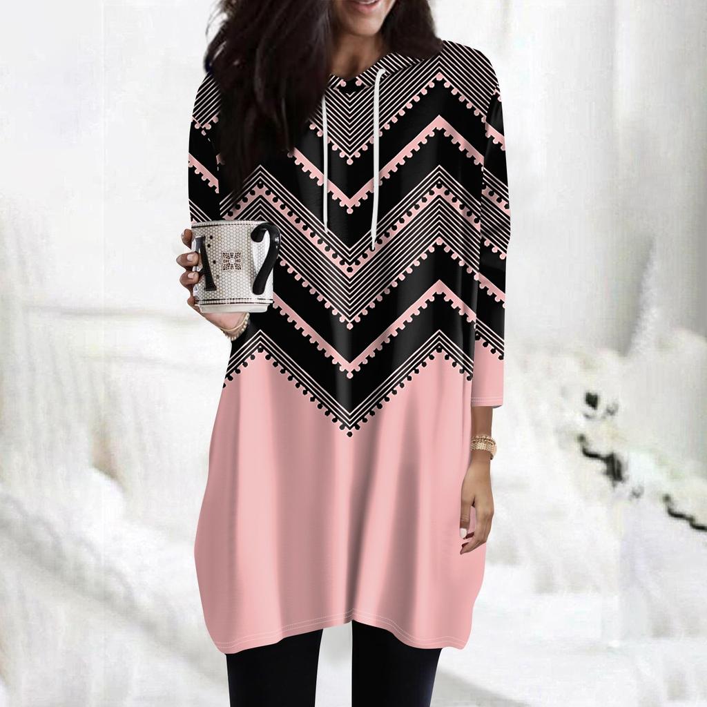 Женские толстовки, повседневные рубашки с рукавами 3/4, модные туники с принтом, топы с карманами