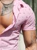 2026 New Men's Casual Short-Sleeve Shirt, Unique All-Over Print Design - Breathable Blend, Machine Washable, Ideal Gift with Lapel Collar