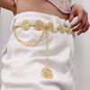 Rose Flower Waist Chain Hollow Out Flower Chain Belt Fashion Metal Concho Belt Women